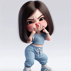 小美女蓝色运动服表情包